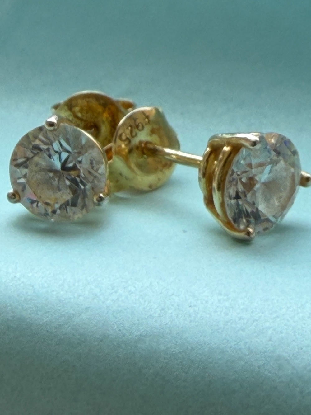 Classic Round Champagne Cubic Zirconia Stud Earrings